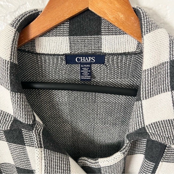 Chaps Zip Moto Plaid Sweater Jacket - Picture 6 of 6